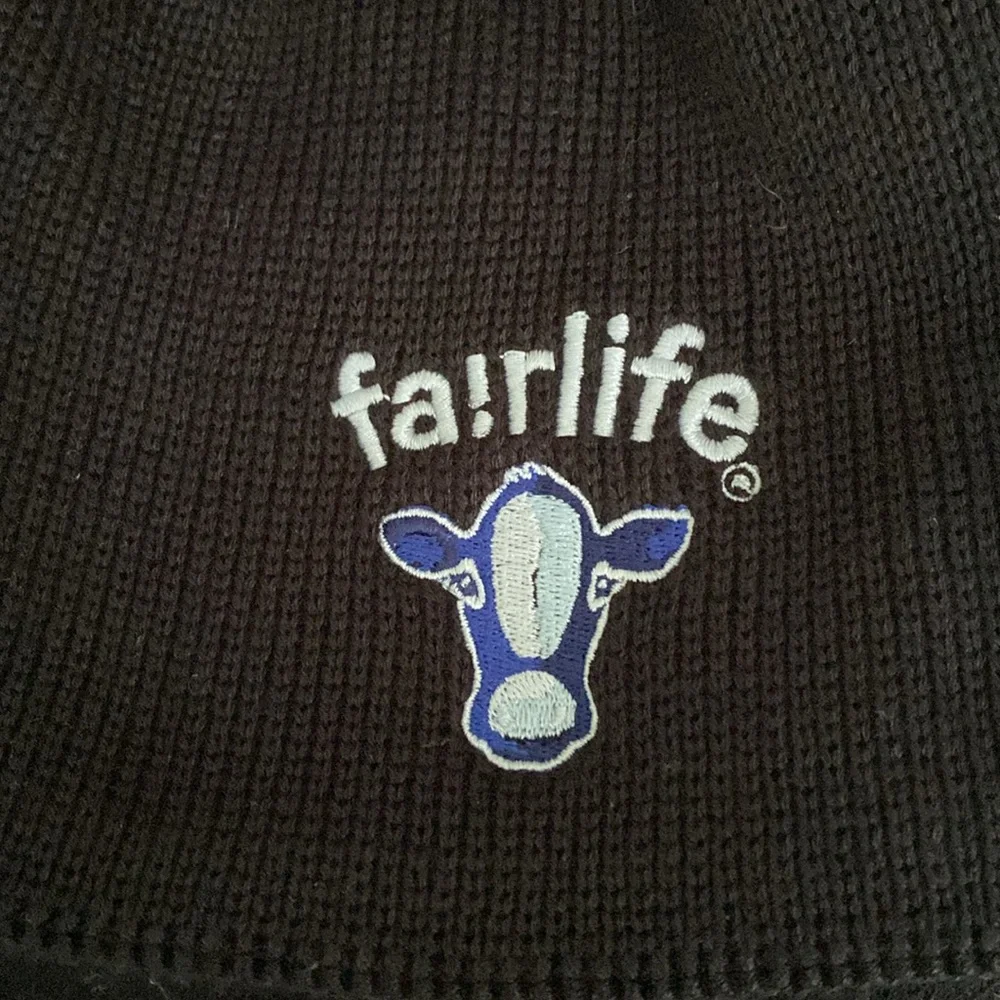 The North Face Mountain Beanie in black with custom Fairlife cow logo - Picture 2 of 6